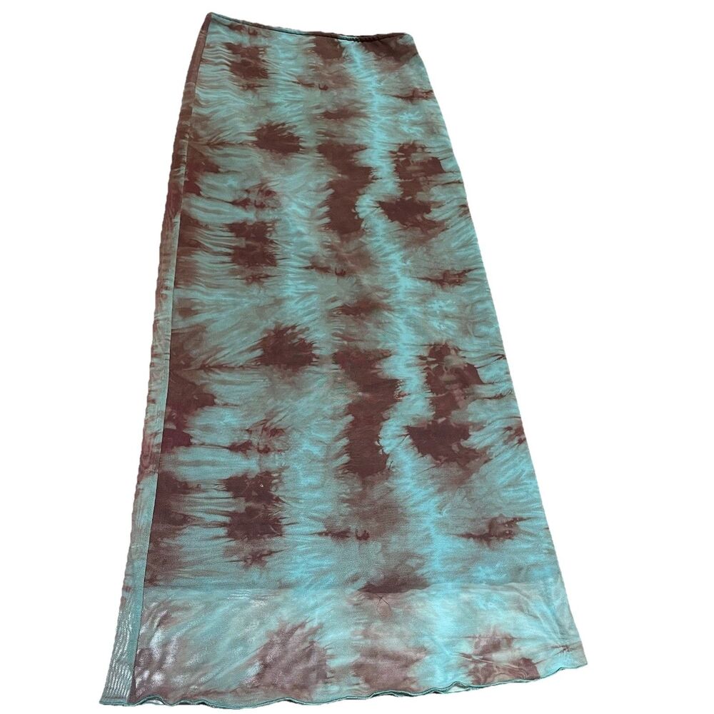 Topshop Mesh Midi Skirt Sz 4 Tie Dye Blue Grunge Fairycore Y2K Whimsigoth Indie